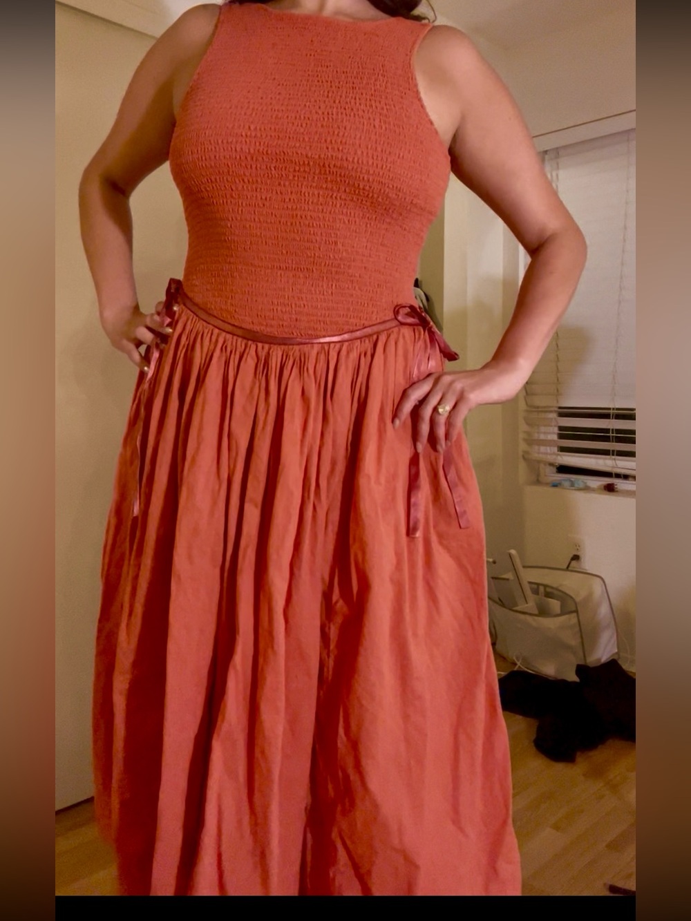 Anthropologie Cotton dress Rust  Orange Maxi / midi dress